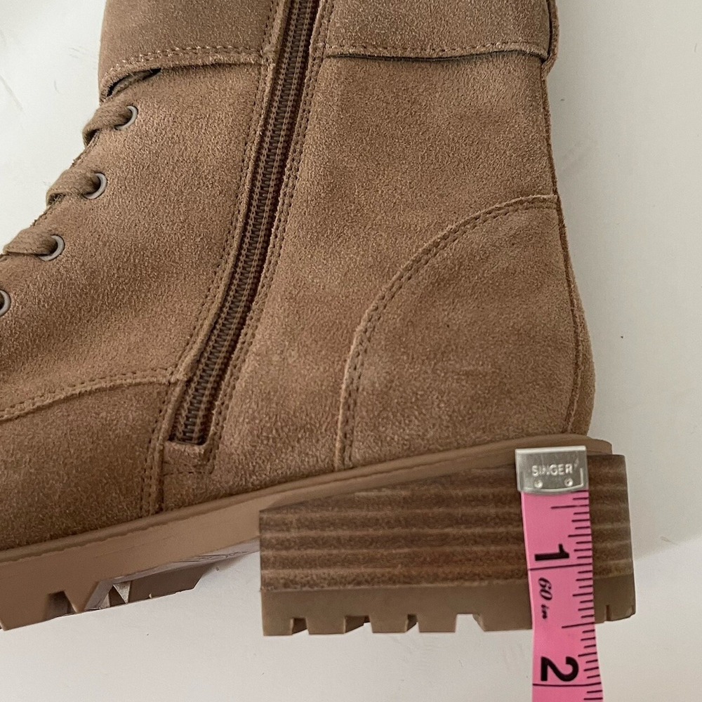Vince Camuto Boots Womens 7.5M Tan Wild Mushroom Leather Fawdry Combat Zip Lug - Picture 9 of 9